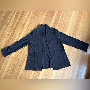 Minimalist Eileen Fisher black grey kimono blazer shirt jacket textured knit M